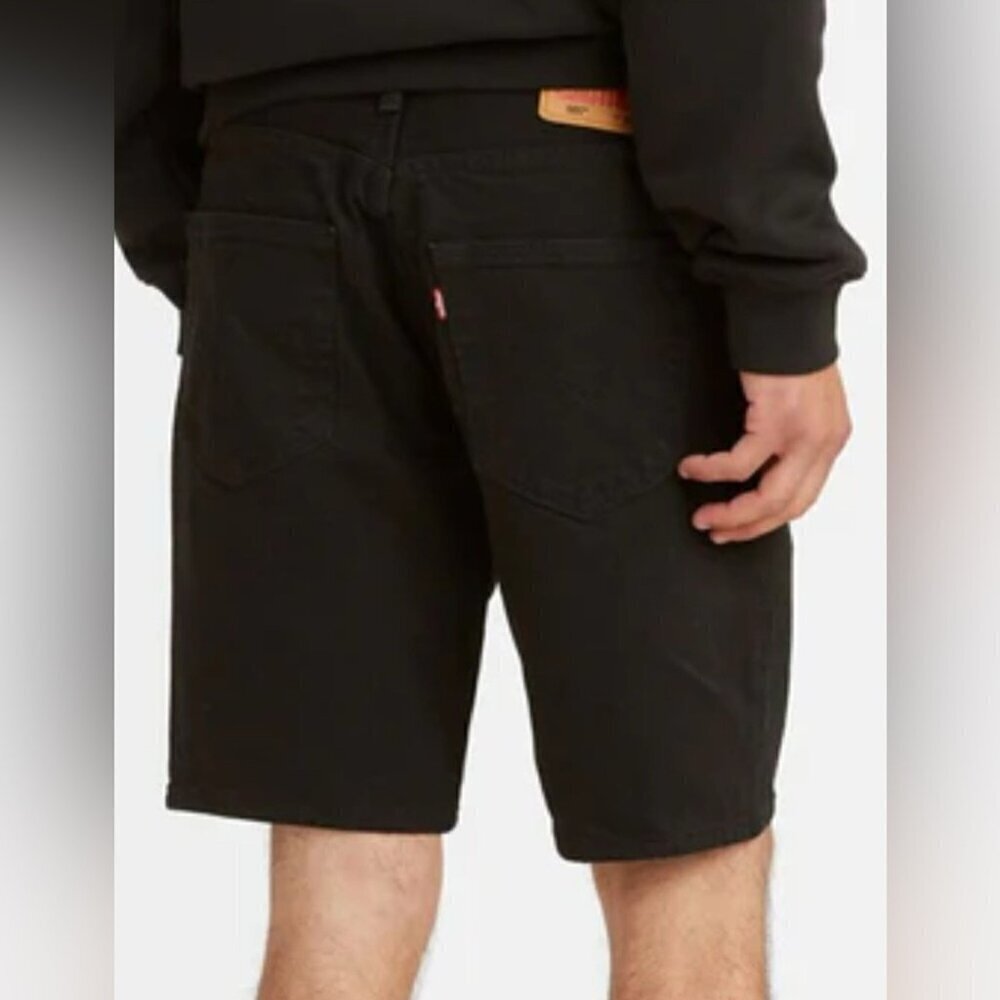 Levi’s 501 original hemmed black 5 pocket button fly stretch denim shorts 29